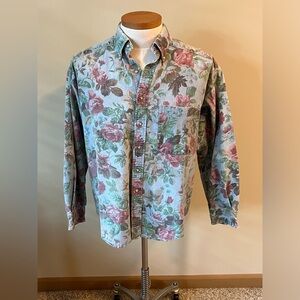 Size L, long sleeve, button down, floral Johnny Cotton gem. Exc. condition.